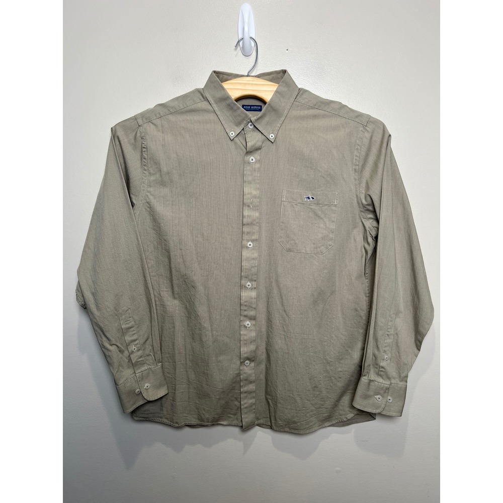 Fish Hippie Solace Collection Mens Long Sleeve Button Down Shirt Tan Micro Check